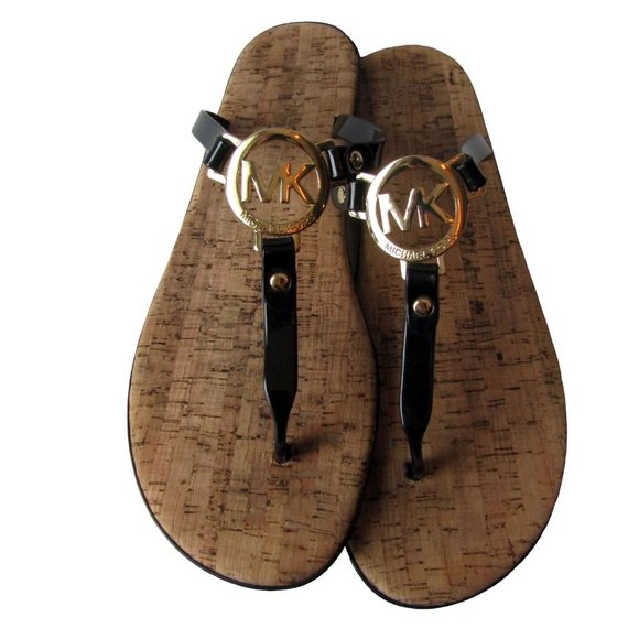 MICHAEL Michael Kors Shoes - Michael Kors MK Black and Gold Sandals Size 11M